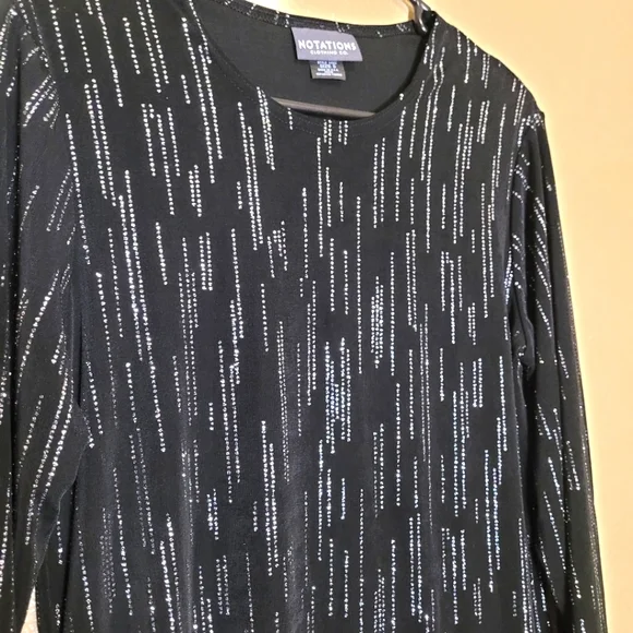 Notations Women Sequin Black Blouse Size S - Picture 3 of 7